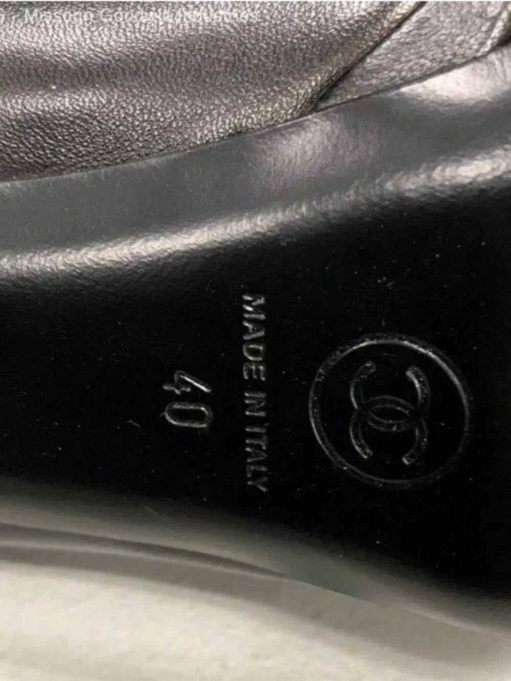CHANEL black leather